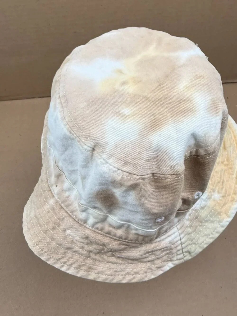 Cotton:On Bucket Hat One Size Tie Dye Tan Cream Recycled Plastic Needs Cleaning